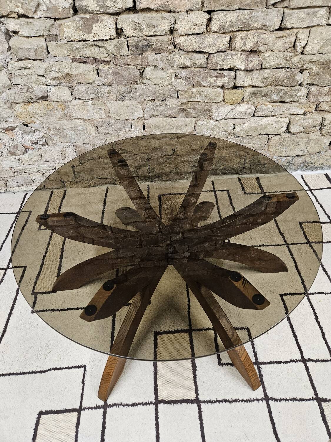 Table basse brutalist vintage 1970"