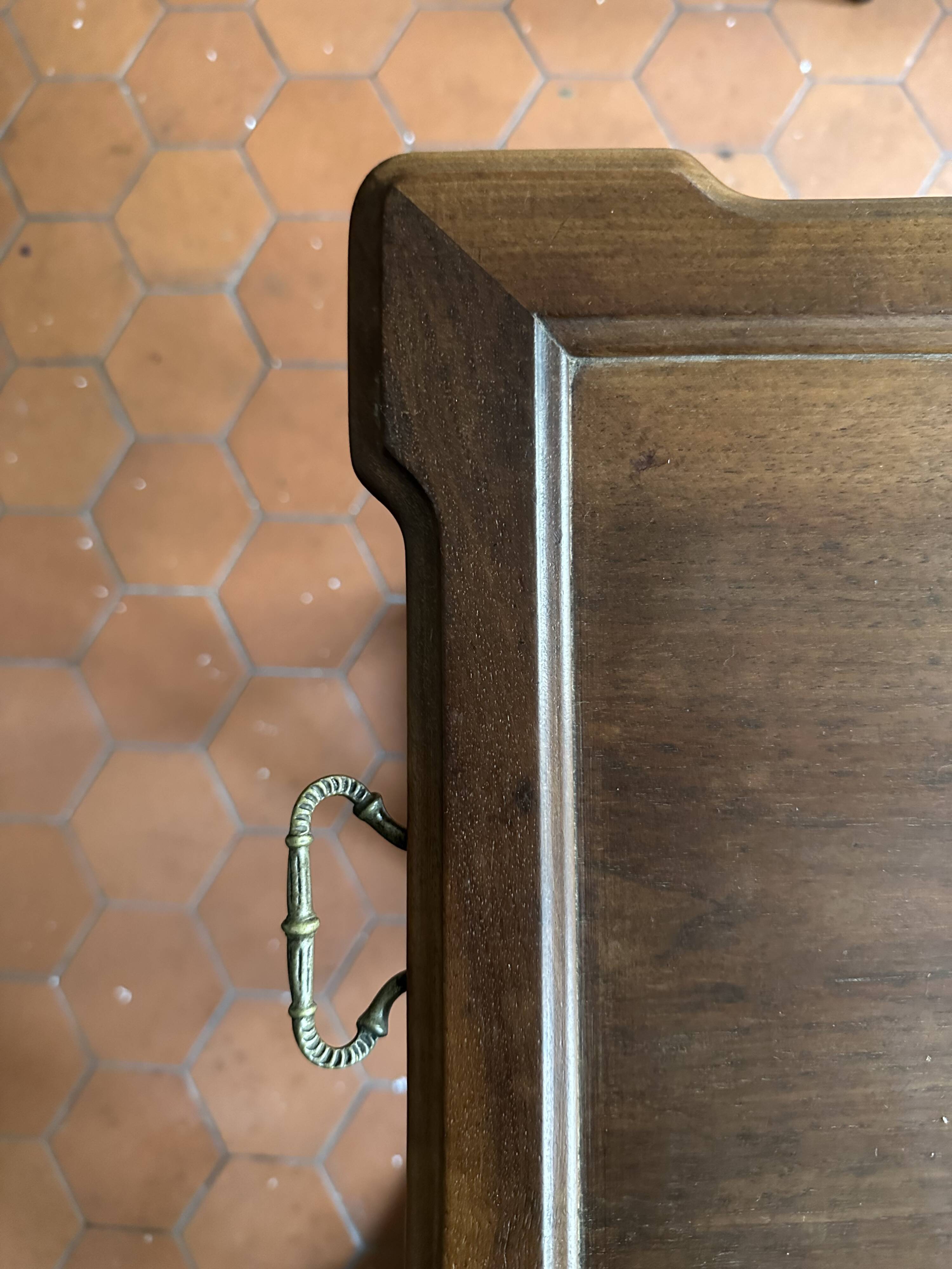Walnut wheeled dessert trolley, circa 1900