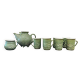 Vintage mint green tea set: teapot and 6 cups.