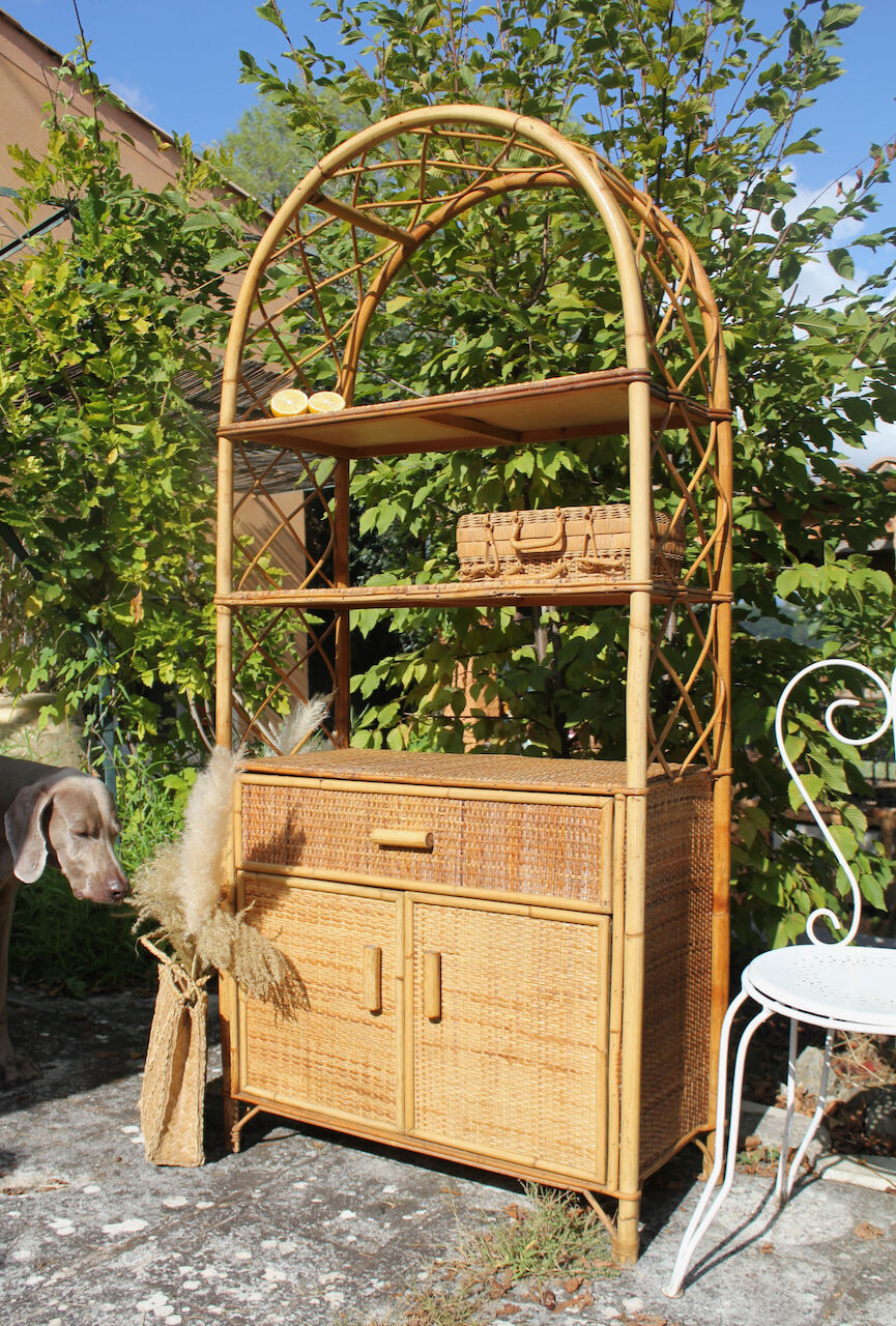 Vintage rattan bookcase