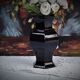 Hexagonal ceramic vase enamelled black France