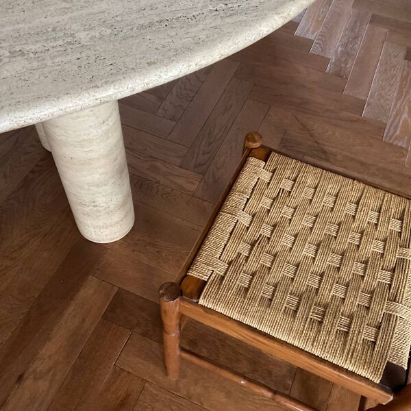 Ensemble de 2 chaises en chêne et corde vintage scandinave