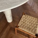 Set of 2 Scandinavian vintage oak and rope chairs