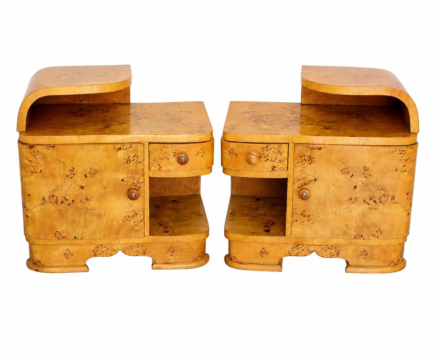 A set of Art Deco bedside tables from the 1940s.