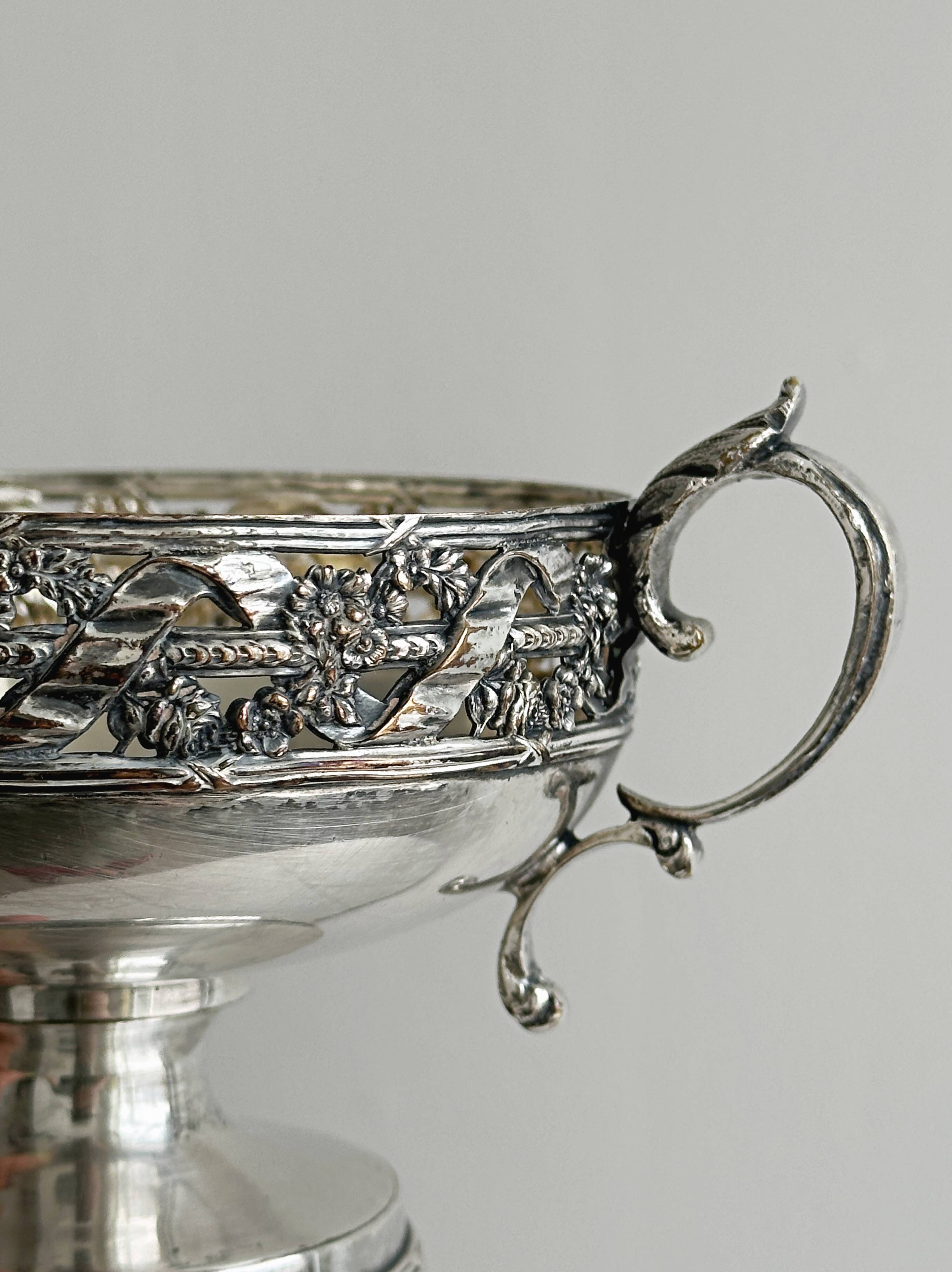 Metal and glass pedestal bowl