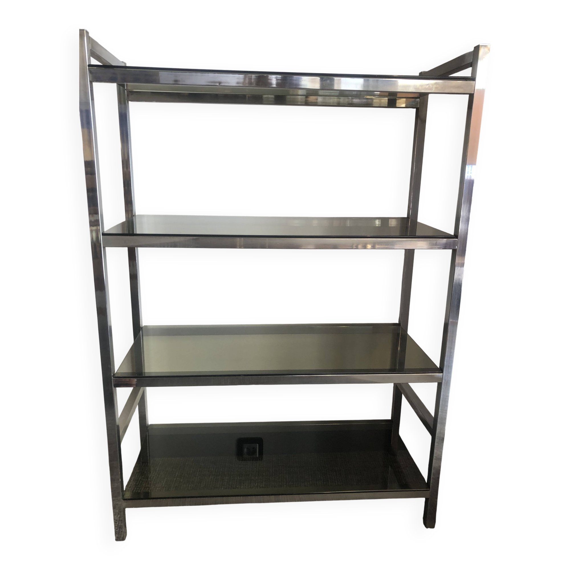 Chrome and smoked glass shelf from the 70s.