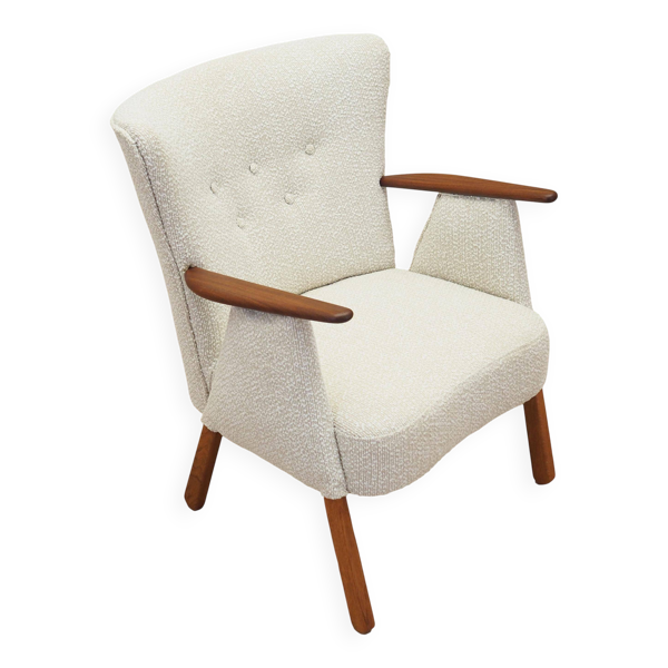 Fauteuil crème, design danois, années 1970, production : Danemark