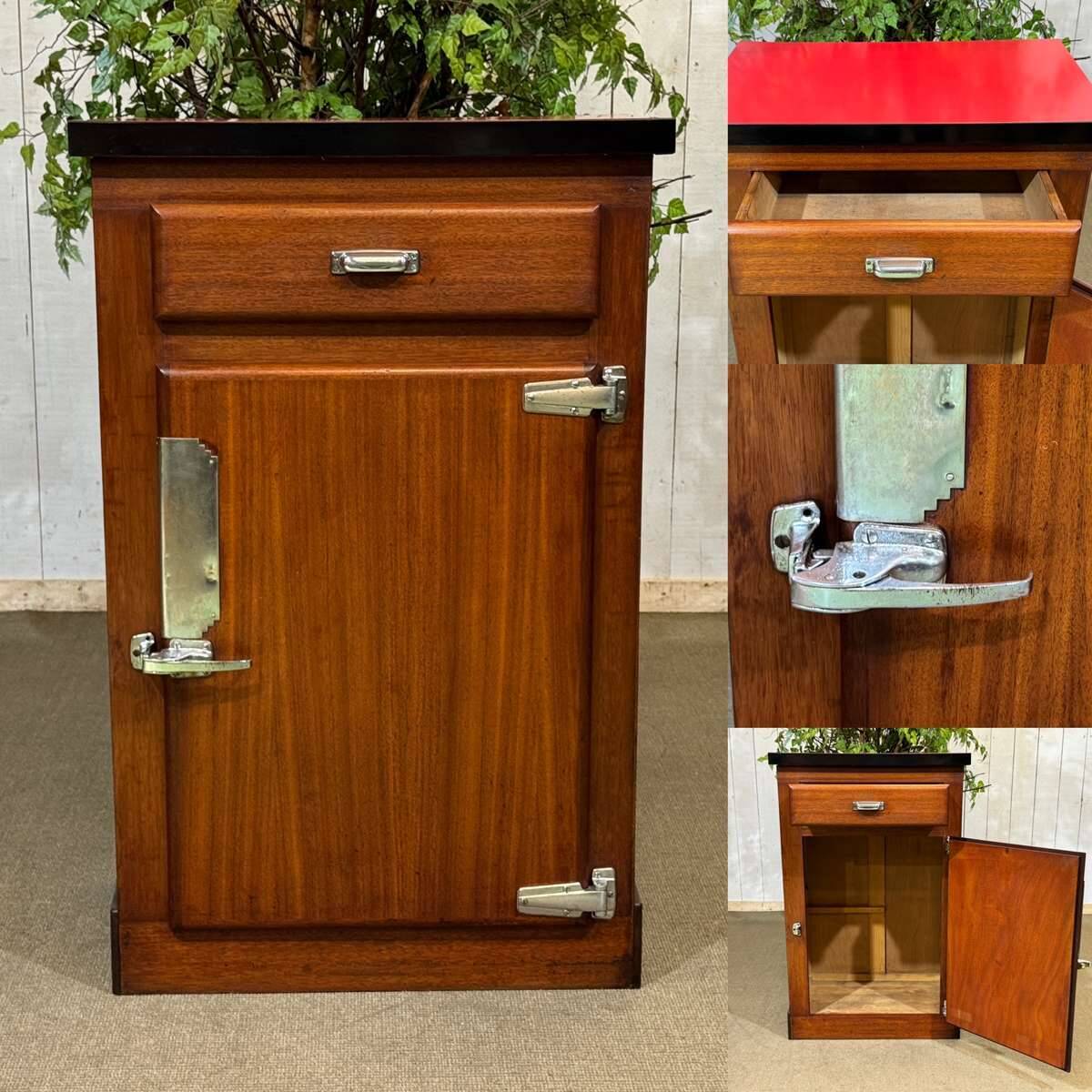 Bistro sideboard with 1 mahogany door and Formica top from the 1950s.