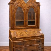 Venetian style Louis XV scriban secretary in marquetry walnut.