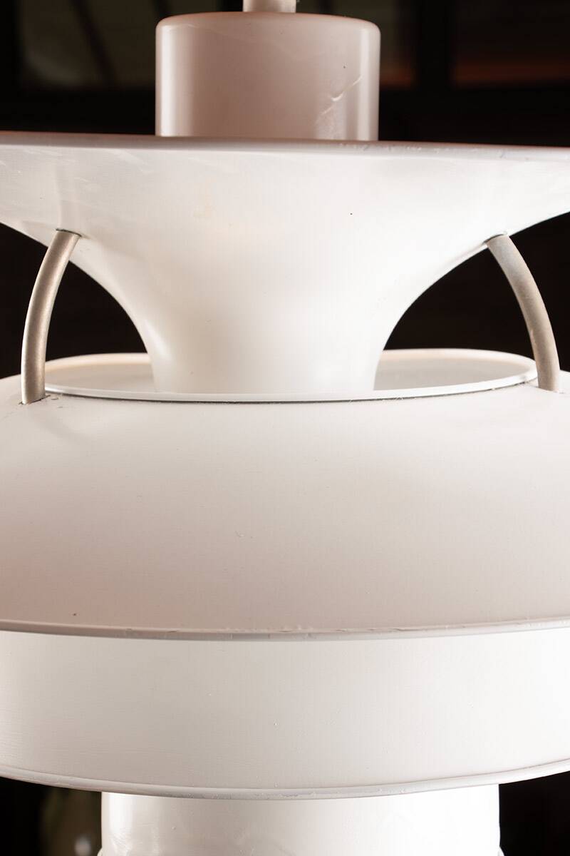 Danish brushed metal pendant light, Poulsen "Charlottenborg" model.