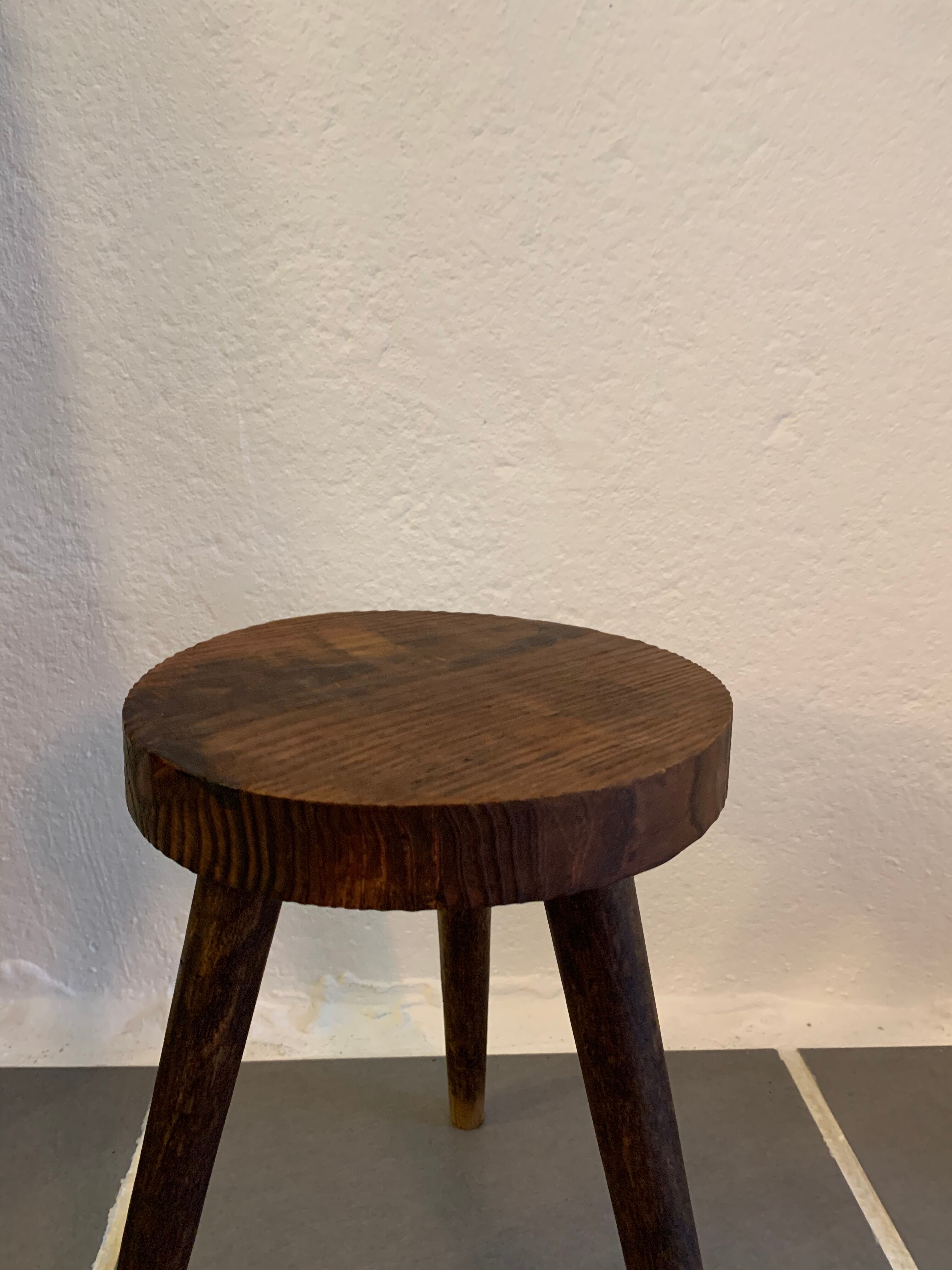 Vintage tripod wood farm stool