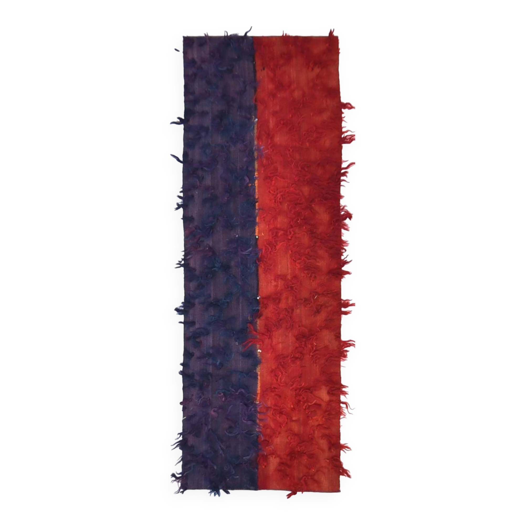 2x6 Red Blue Wool Vintage Runner Rug, 66x190Cm SK 240489