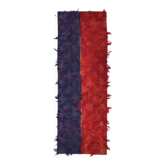2x6 Red Blue Wool Vintage Runner Rug, 66x190Cm SK 240489