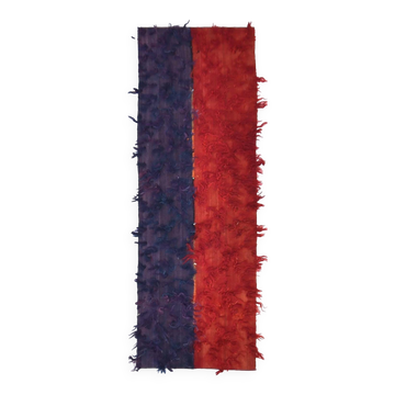 Tapis de couloir vintage en laine rouge et bleu 2x6, 66x190 cm SK 240489