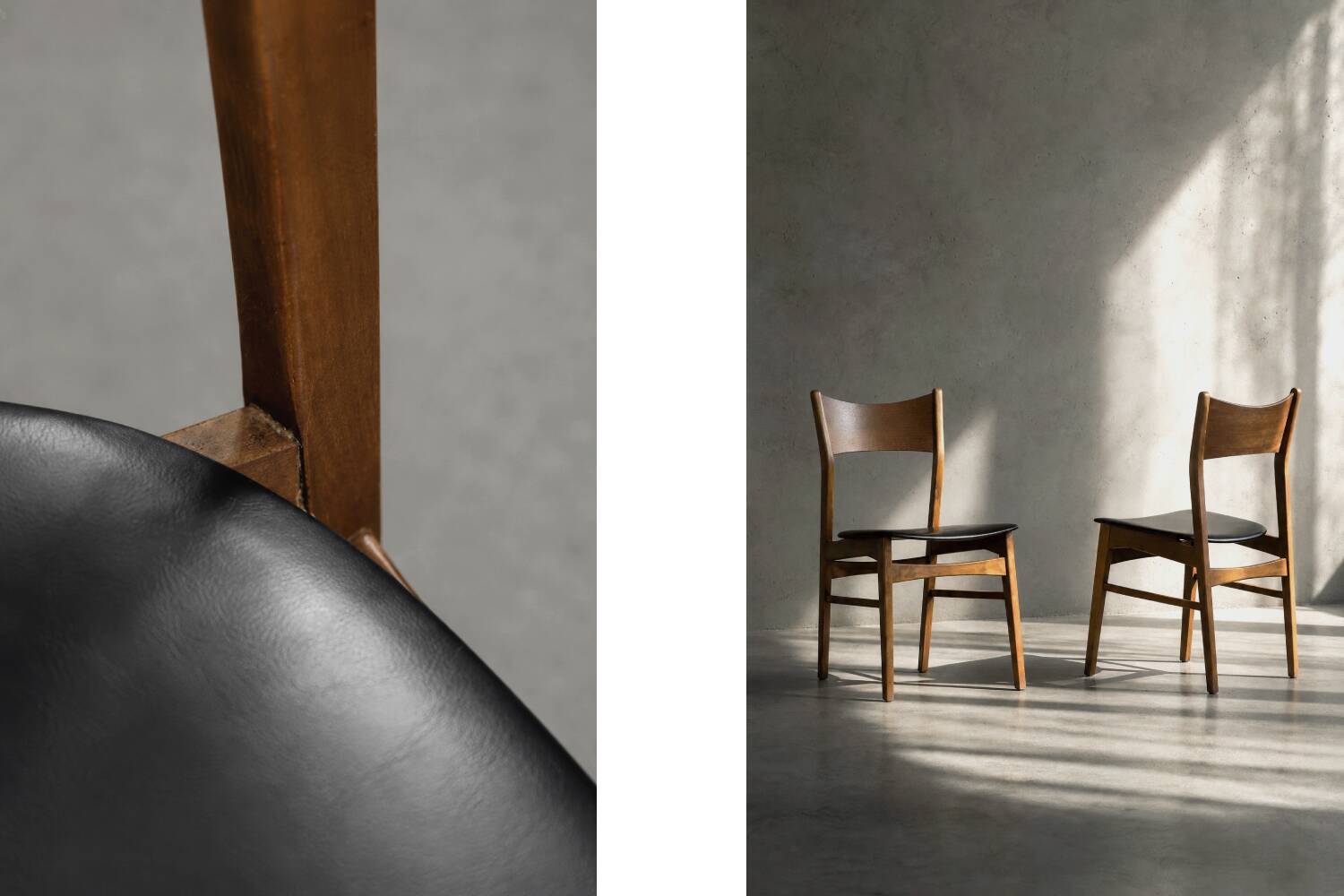 Ensemble de 4 chaises de salle à manger vintage mi-siècle danoise modernes en hêtre et teck.