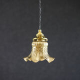 Old tulip suspension painted gold with new brass
