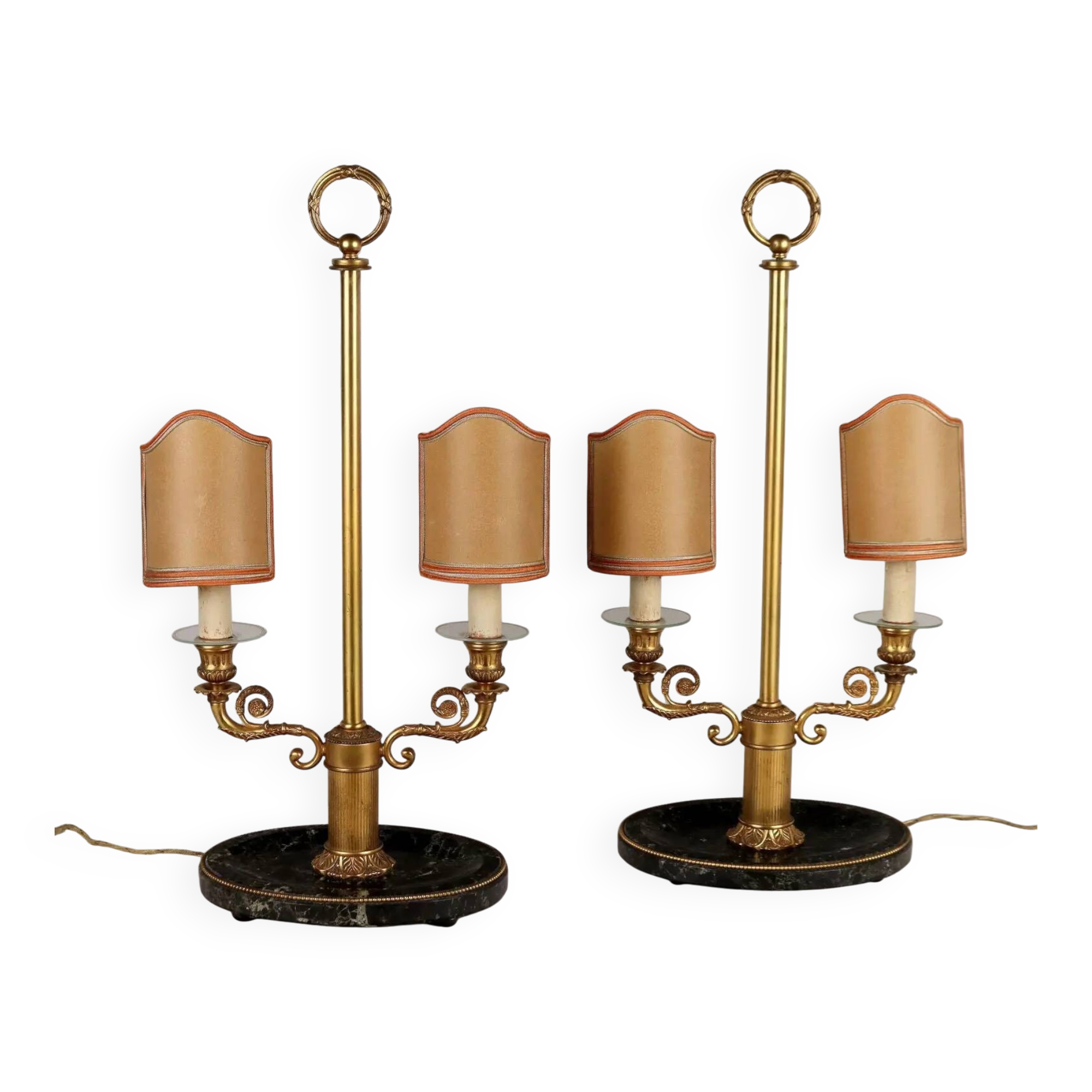 Lampes de table vintage première moitié '900 en bronze doré et marbre