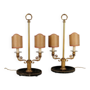 Lampes de table vintage première moitié '900 en bronze doré et marbre