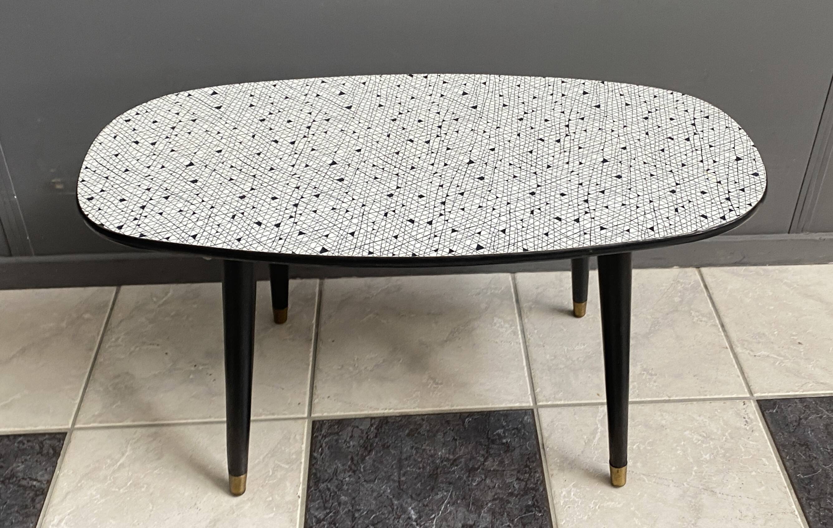 Black and White oval formica table 1960s