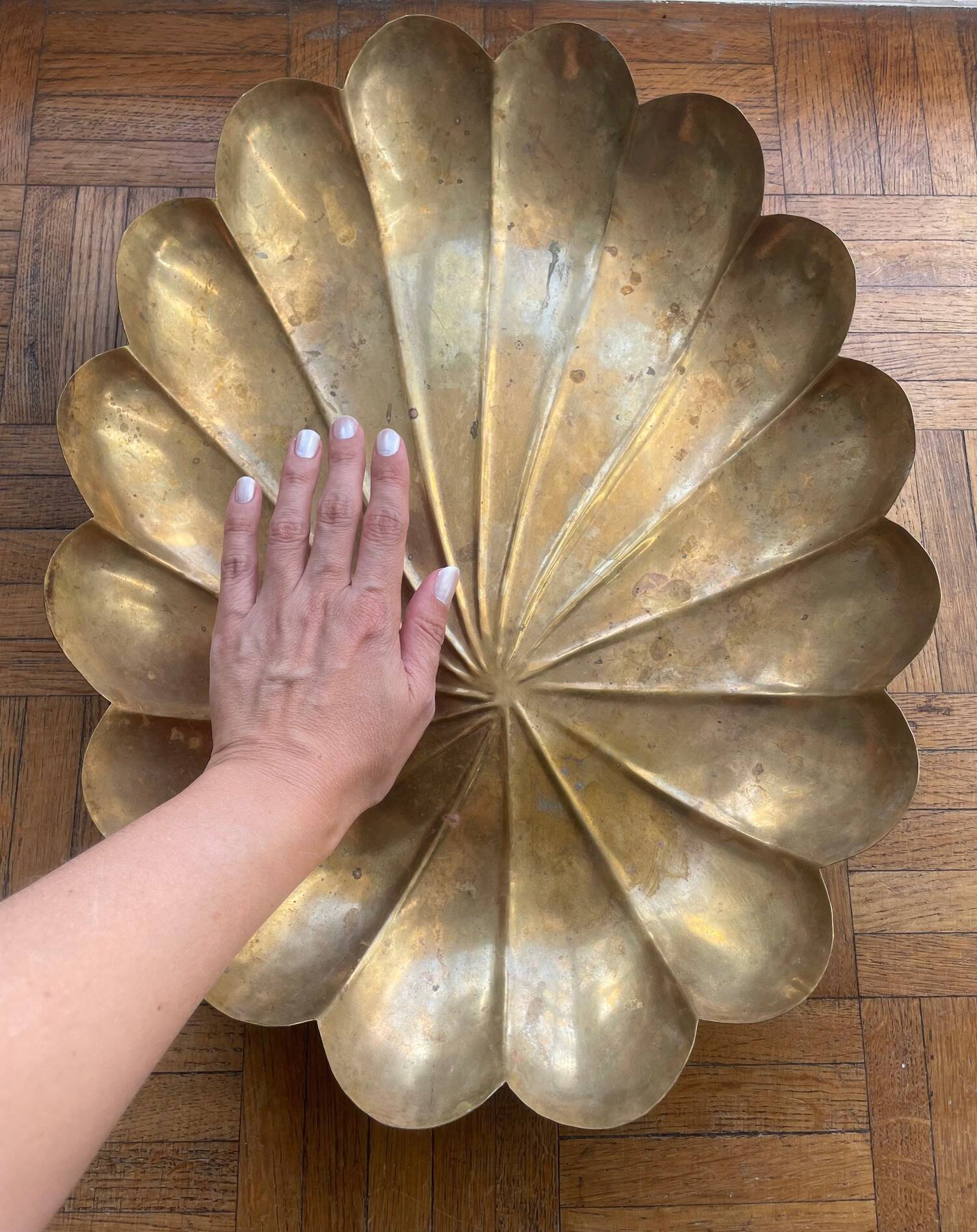 Large brass floral centre table/plateau - Art Deco style (1930/1950)