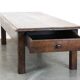 Large antique dark oak coffee table with one drawer