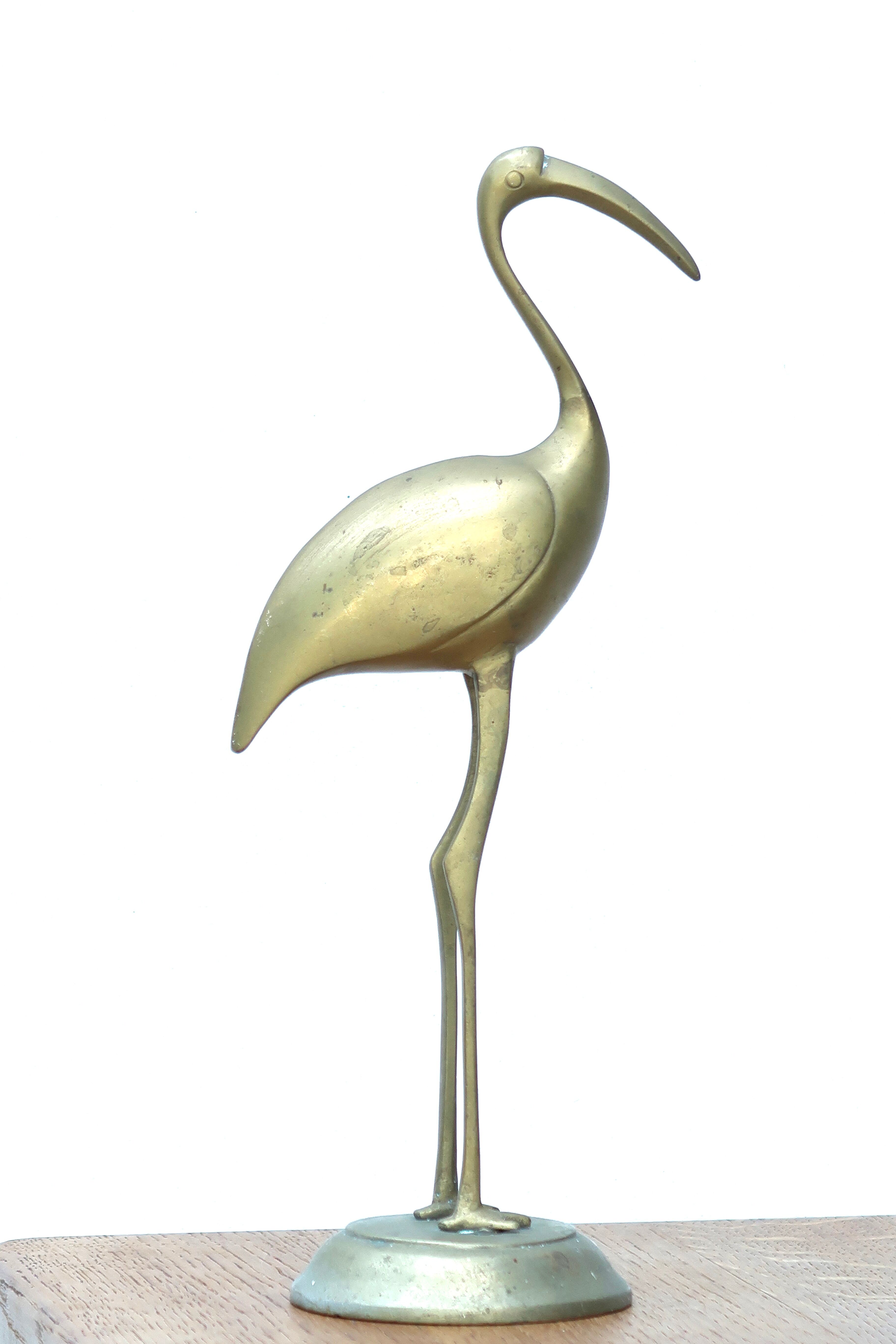 Brass flamingo sculpture, 60s