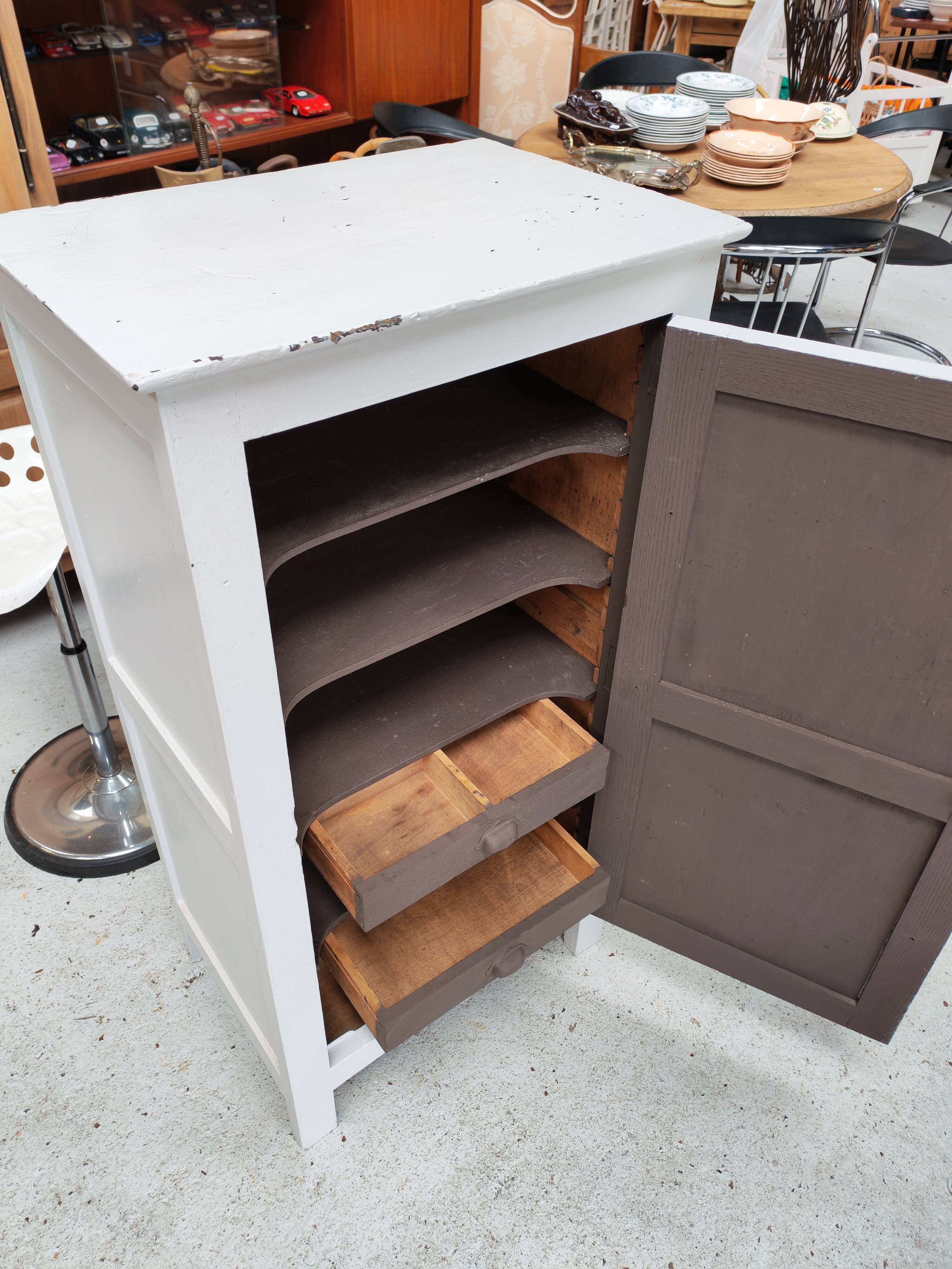 Title: Small Two-Tone Work Cabinet – 1950s