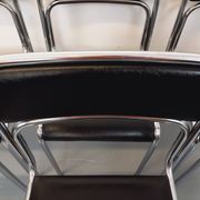 Set of 6 vintage Italian stackable chairs in chrome metal and skai.
