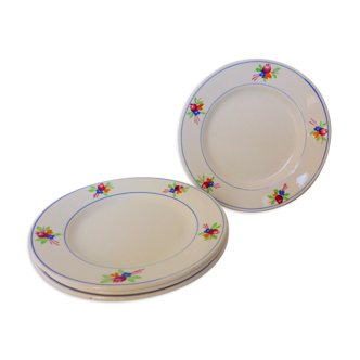 Series of 4 vintage dessert plates from the Manufacture de Gien model Nice porcelain