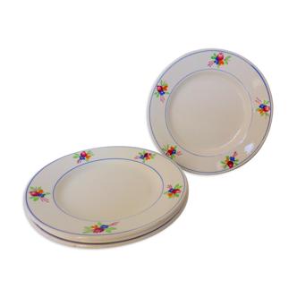 Set of 4 vintage dessert plates from the Gien factory, Nice model, in porcelain