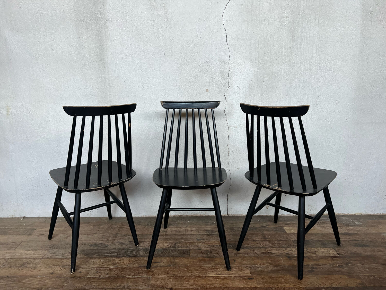 Série de 3 chaises 1950 1960