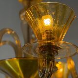 Venetian lustre in brown and yellow Murano glass, circa 1940.