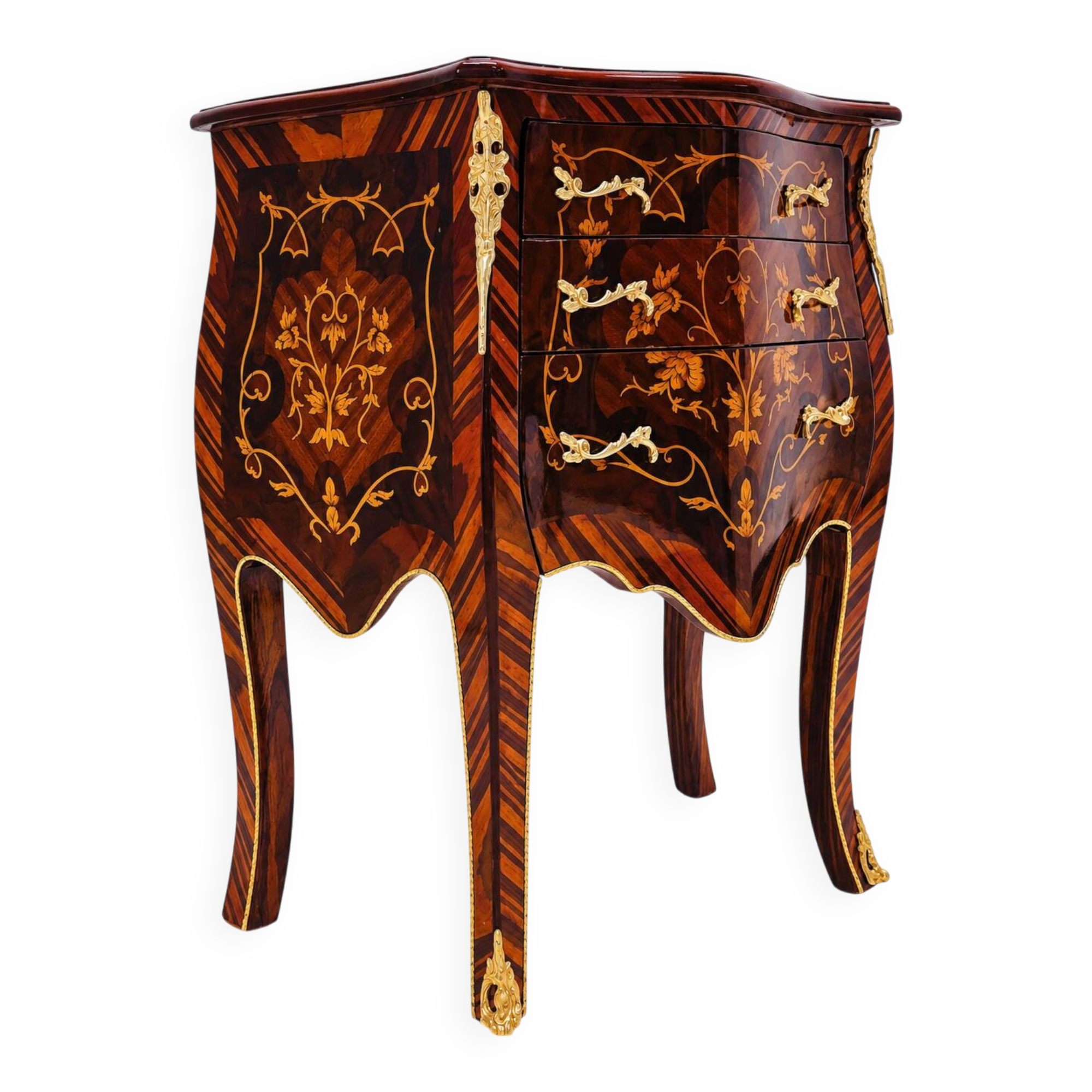 Marquetry chest of drawers with inlay in Louis XV style