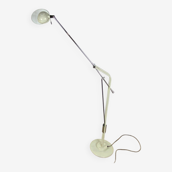 Floor lamp with counterweight chrome and white painted metal vintage 1970