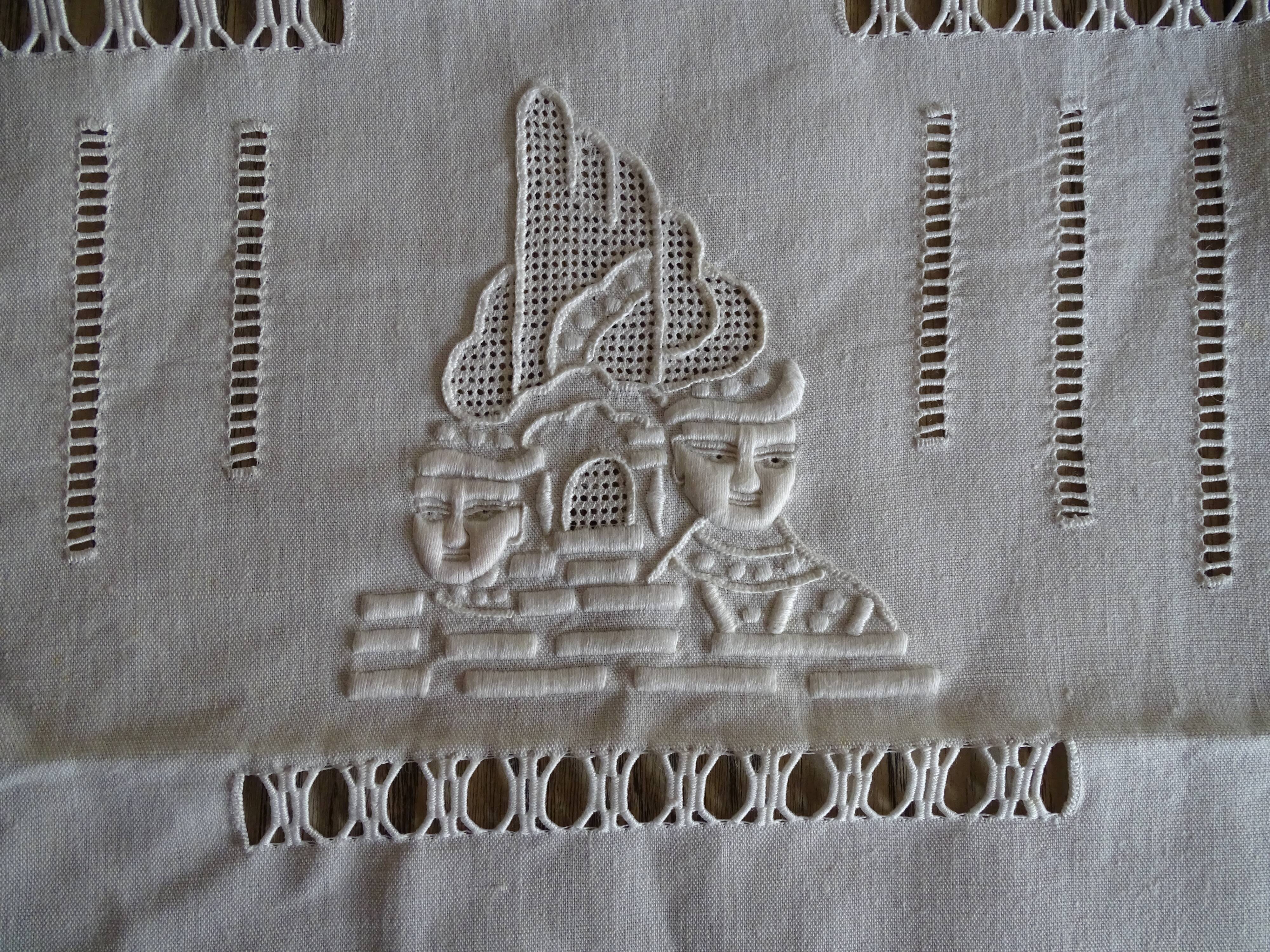 Embroidered tablecloth old Chinese décor pure cotton 230*155