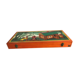 Jeu de construction vintage en bois "Maisons forestières" édition Jeu Jura