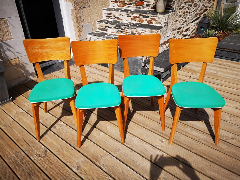 Lot de 4 chaises esprit art déco 1950