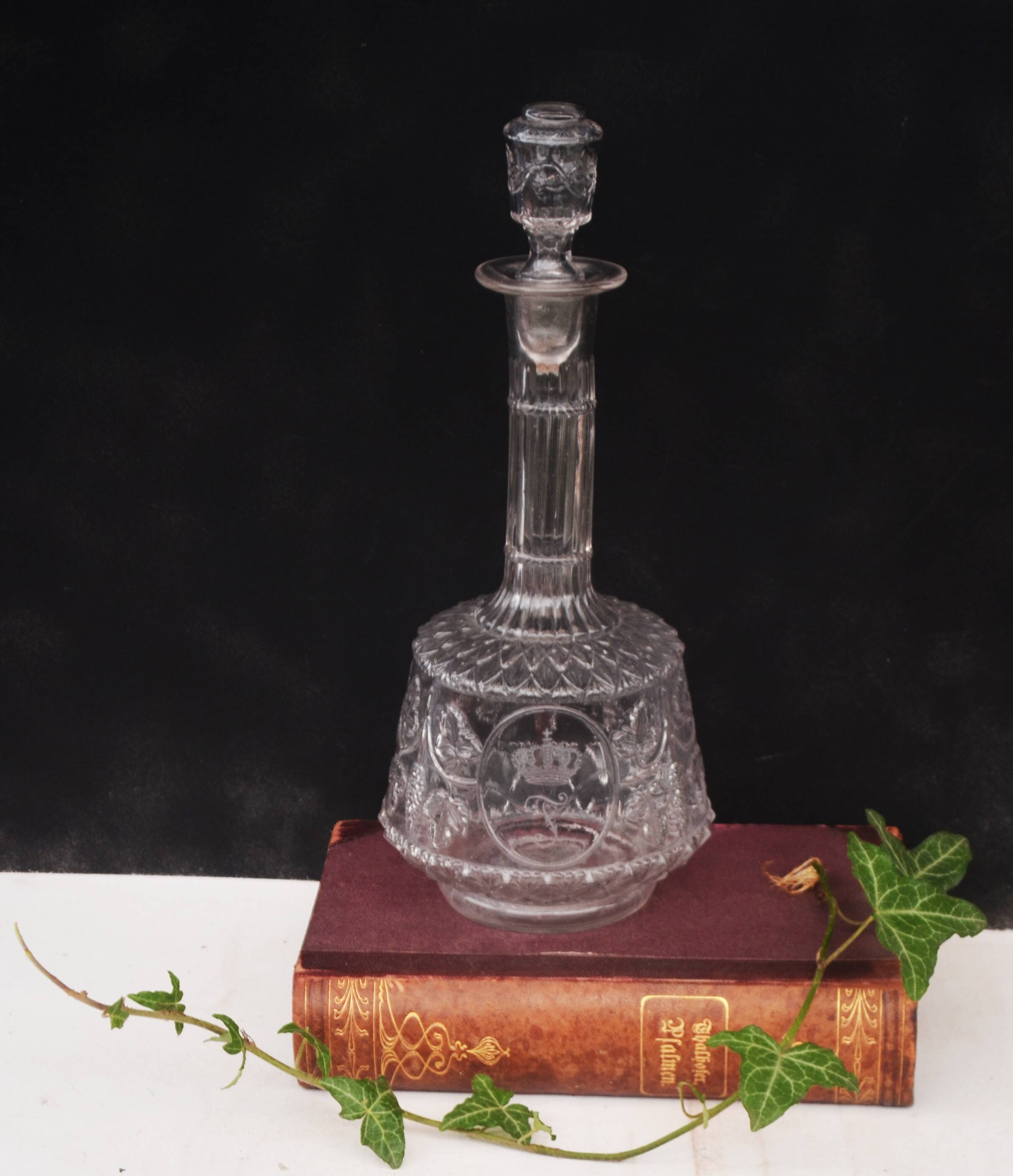 19th Century French Hand Blown Decanter with F letter engraved