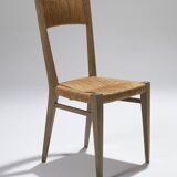 Pair of straw chairs, geneviève pons, 1950s