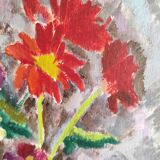 Vintage French oil painting of flowers, signed Renée