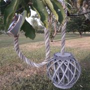 Suspension corde + boule osier