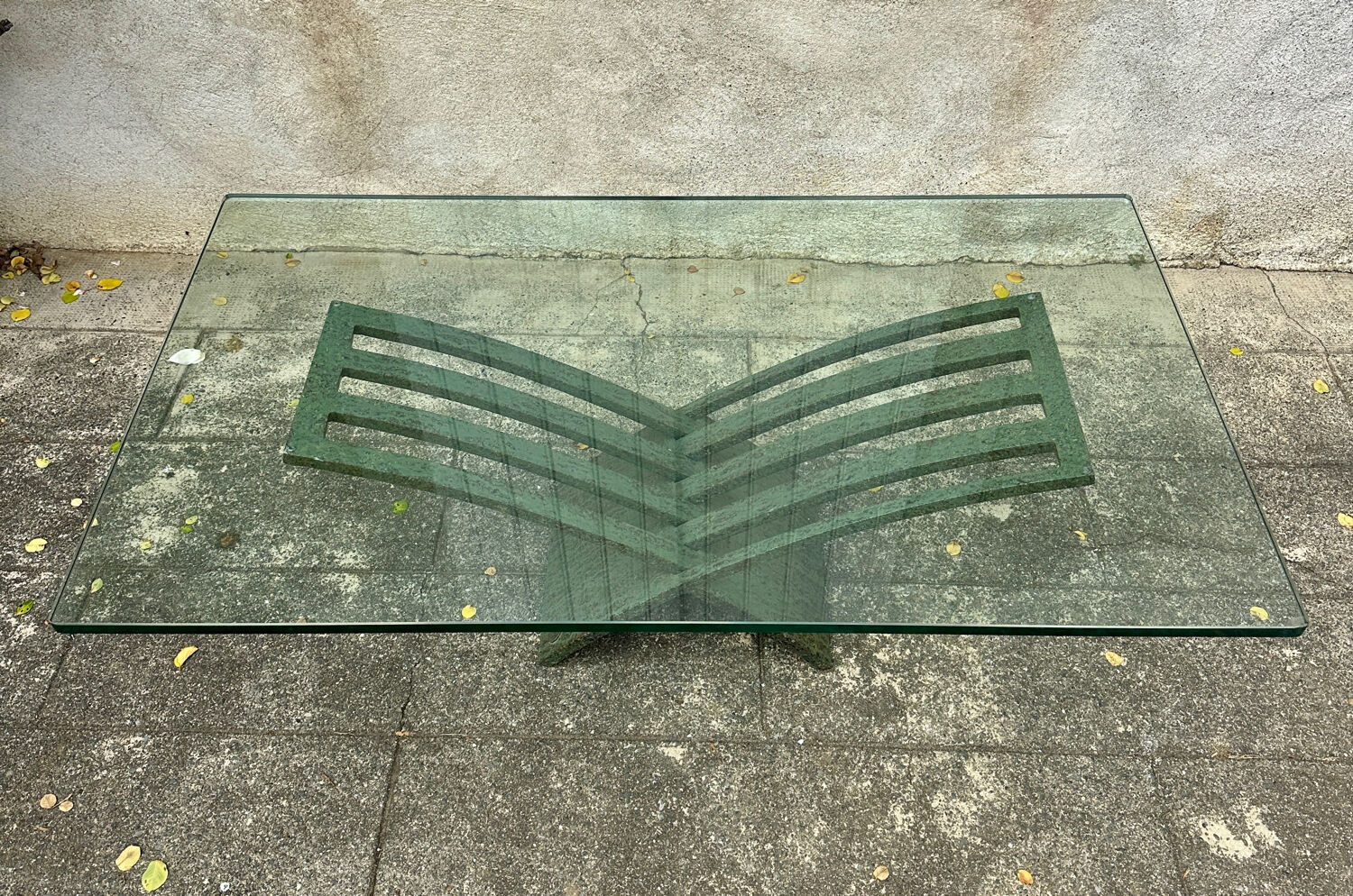 Vintage design coffee table in glass and bronze Vvv Valenti