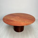 1970s Vintage Extra Large Round Red Travertine Dining Table