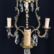 Bronze and crystal 3 light cage chandelier