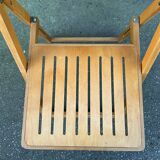 Pair of beech folding chairs