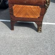 Louis XV tomb commode in marquetry and marble, late 19th century.