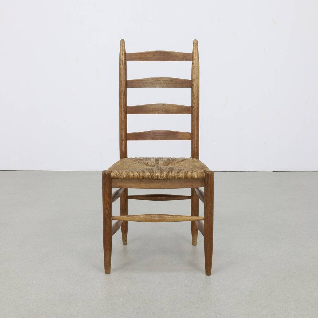 3x Ladder Chair in Oak & Rush, 1960s