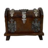 Wooden box in trunk style decorated coat of arms