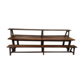 Table de ferme 3m60 extensible chêne massif et ses deux bancs