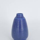 Small Mid-Century Scandinavian Modern Collectible Blue Stoneware Vase by Gunnar Borg, Set of 3